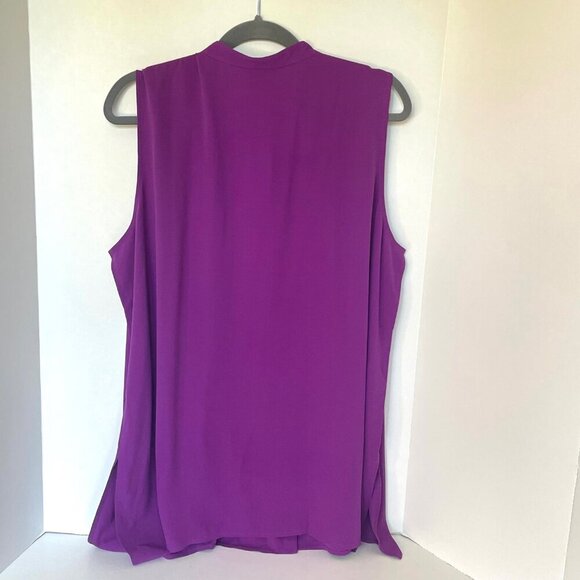 Eileen Fisher Silk Georgette Blouse Plus Purple Sleeveless Lightweight - Picture 4 of 6